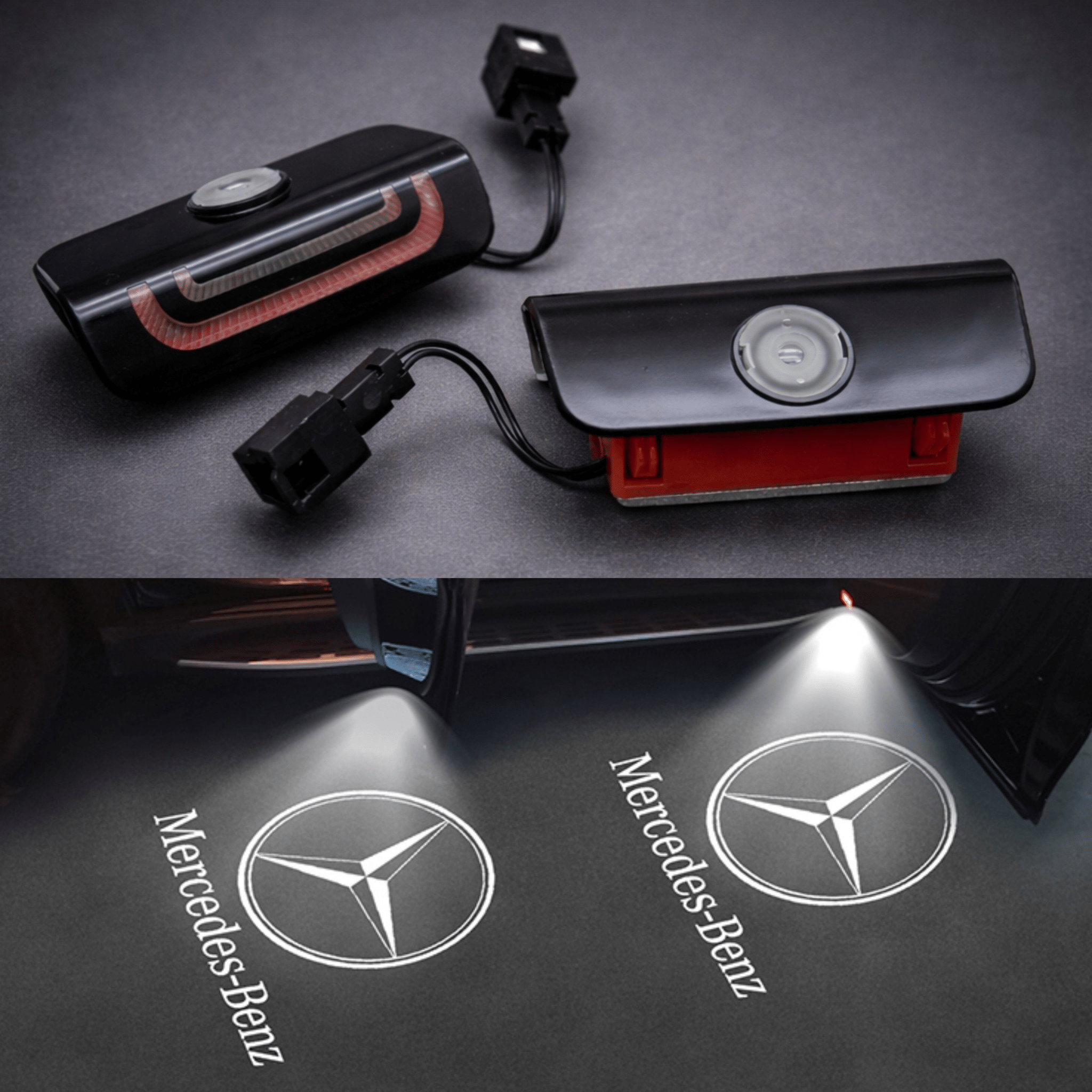 Mercedes Benz LED Türbeleuchtung Logo Projektor - 2 Stück mit Glaschip ( BZ18 ) - AverAutoStil