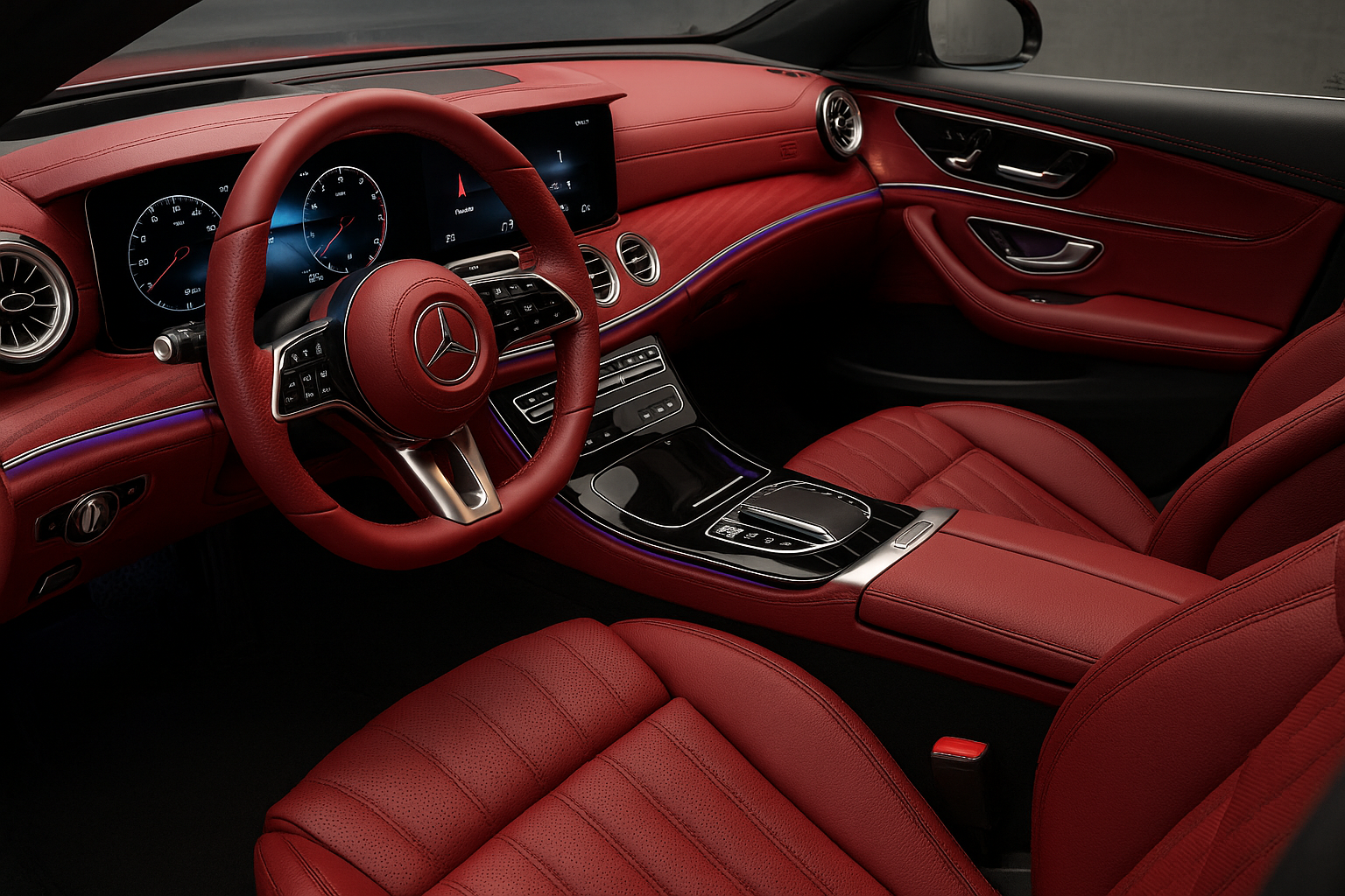 red mercedes interior